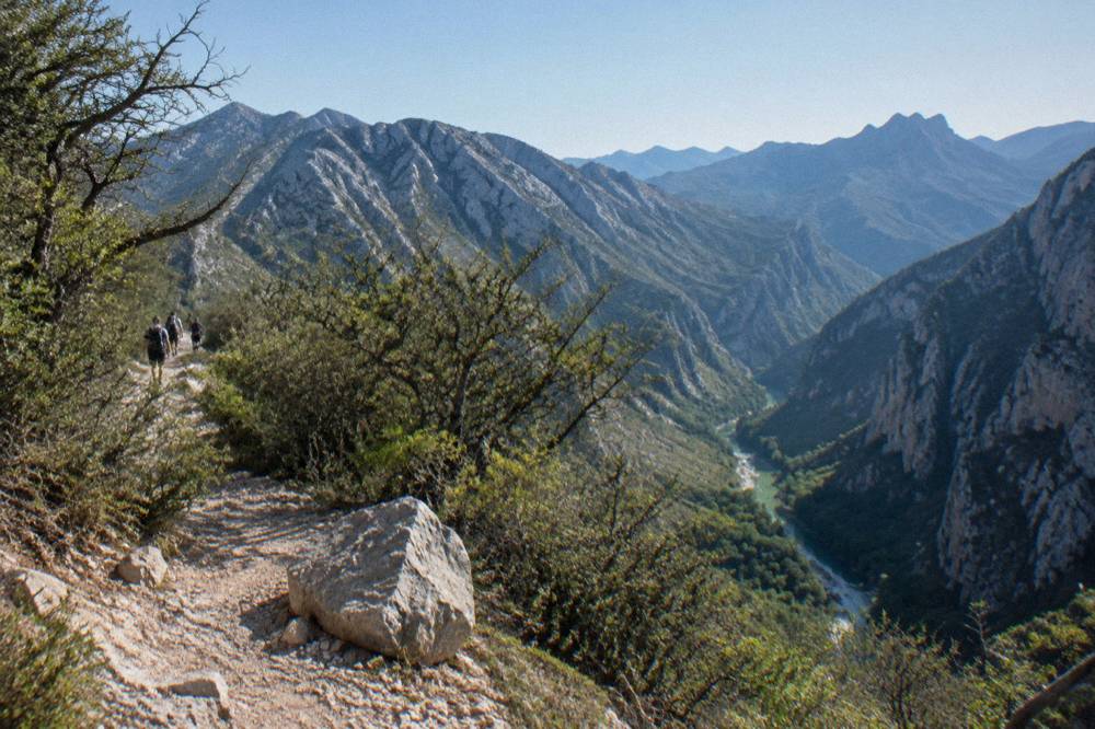 Layered mountain ridges of the Sierra Madre Oriental above a green valley